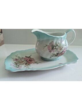 James Kent Old Foley chinaware creamer and  tray set